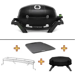 Napoleon TravelQ PRO285E, Elektrogrill BUNDLE inkl. Gussplatte, Abdeckhaube & Warmhalterost