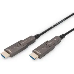 Digitus 4K - HDMI AOC Hybrid Glasfaserkabel mit abnehmbaren Stecker (20 m), Videokabel, Schwarz