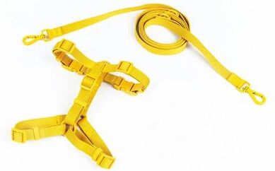 Inspire Select Macaron Adjustable Dog Harness And Leash Set Soft Nylon Pet Vest For Small & Medium Dogs yellow m