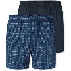 2 Schiesser Boxershorts - Herren - Gr. M/5 - dunkelblau/print