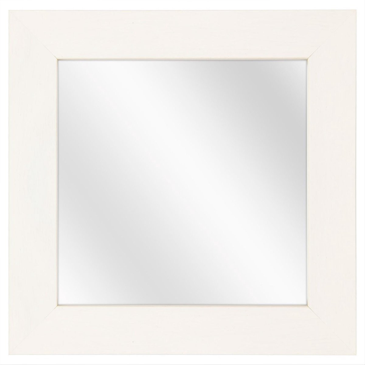 Spiegel met brede houten lijst - Wit - 30 x 30 cm