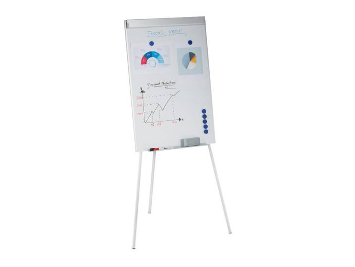 Relaxdays Flipchart Weiß Silber magnetisch 90x60 cm, Metall, 80x175x75 cm, Bilder & Rahmen, Bilder, Pinnwände & Memoboards