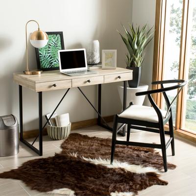 Carson Carrington SAFAVIEH Hilton 21.65-Inch Metal drawer Desk, Rustic Brown and Black