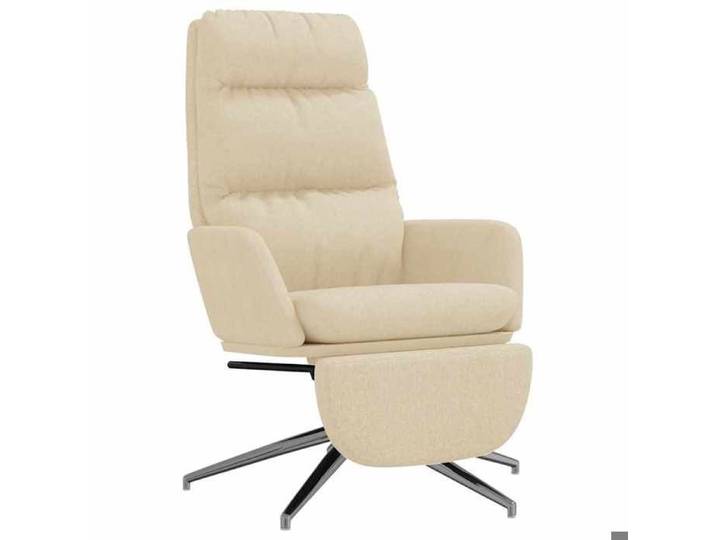 Chaise de relaxation - - cadre en métal et contreplaqué - Fauteuil de Loisirs avec repose-pied Crème Tissu 12060