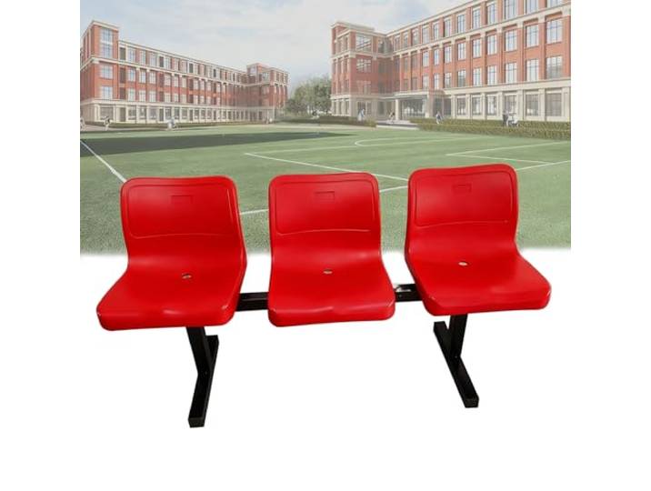 DJJYCTNM Kunststoff-Sitzbank für Wartezimmer, 3-Sitzer, Bunte Schulstühle, Für Vorschule und Basketballplatz(Red)