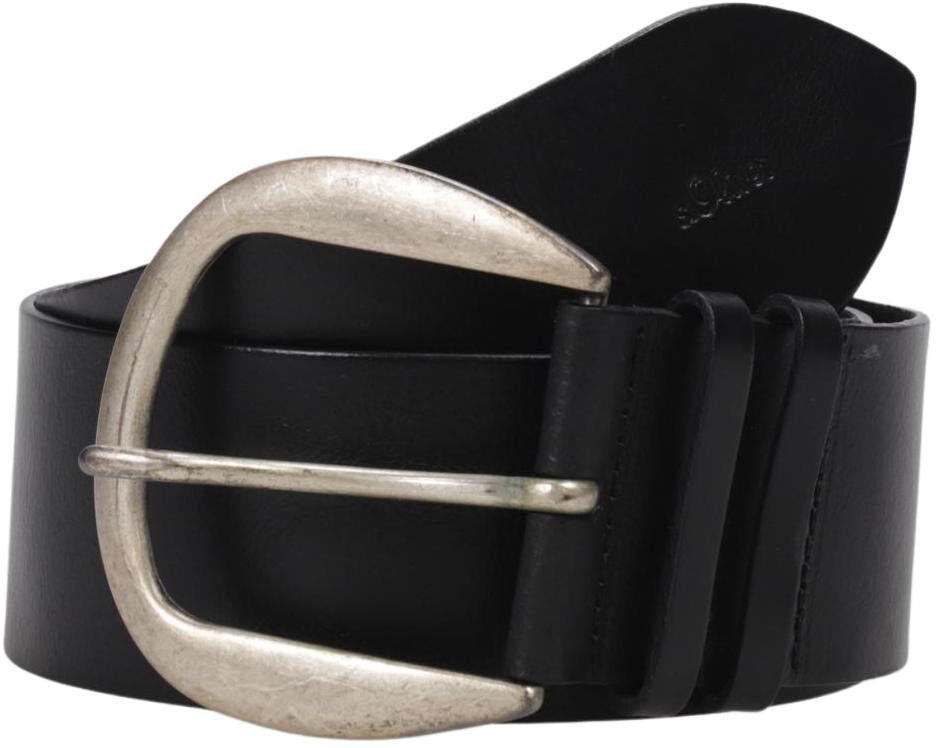 S. Oliver Damen Gürtel, Schwarz, Gr. 85, Leder - Second Hand