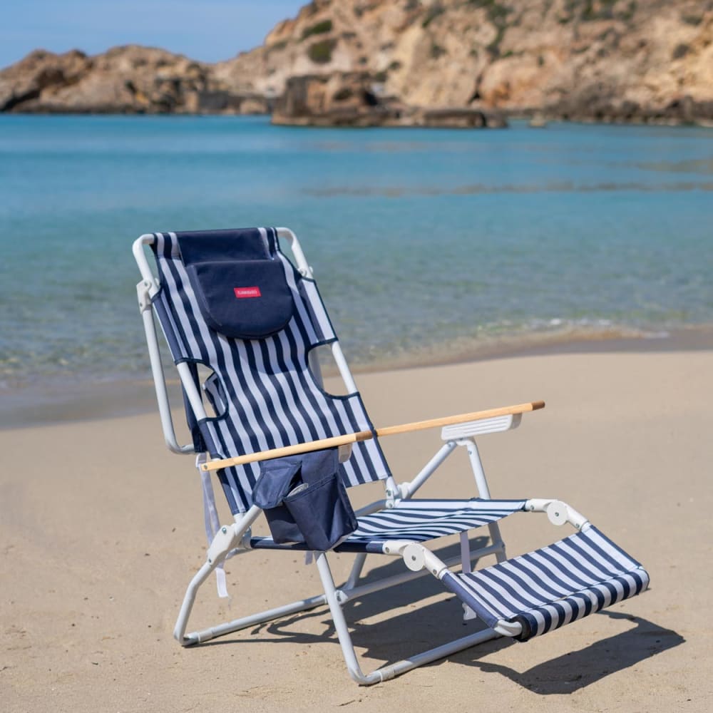 Flamingueo Chaise plage inclinable repose pieds aluminium bleu Bleu 67x101x72cm