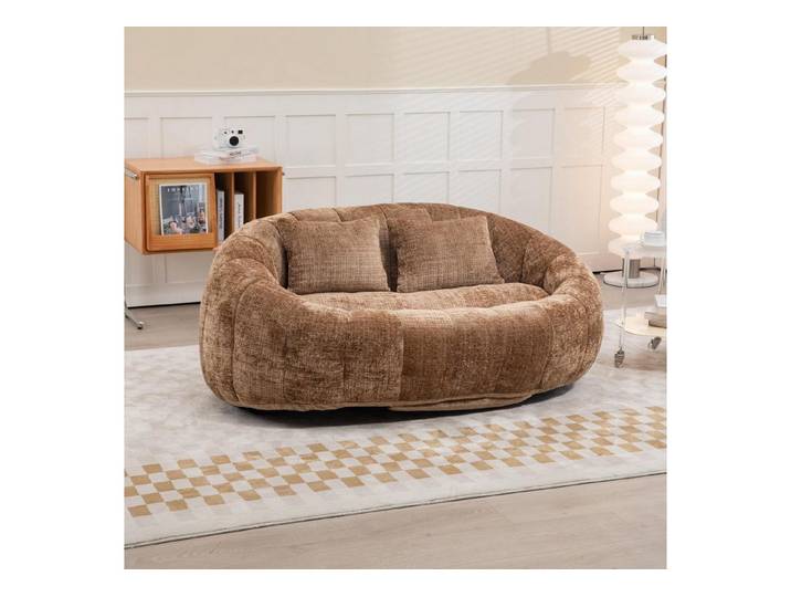 LuxusKollektion Sofa Sofa Zweisitzer Boneless Sitzsack Memoryschaum High Braun Chenille