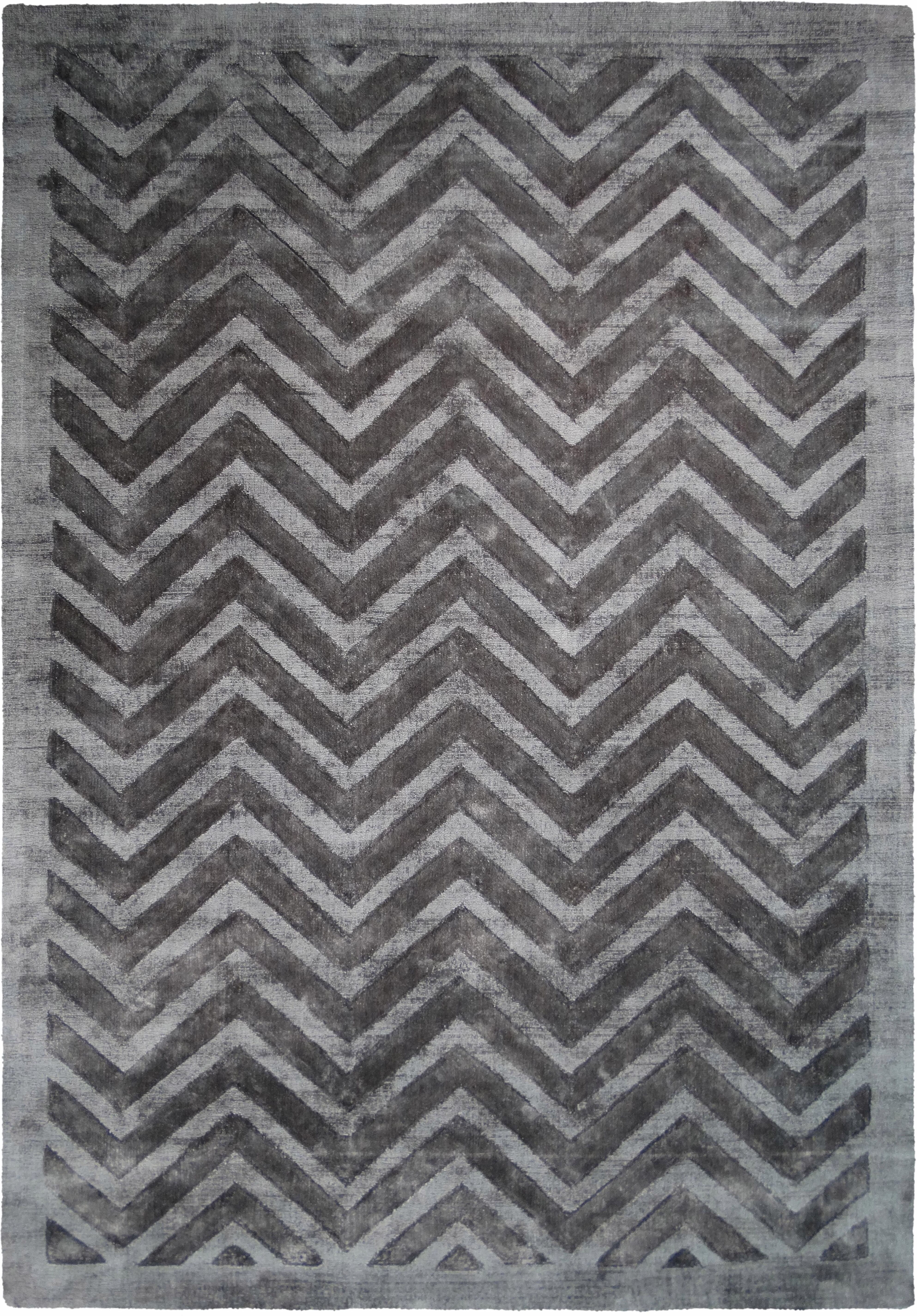 Teppich KAYOOM "Luxury 410" Gr. 2, grau (anthrazit), B:80cm H:13mm L:150cm, Viskose, Teppiche, Teppich, Wohnzimmer anthrazit B : 80cm 1 Stk., 13mm, L: 150cm