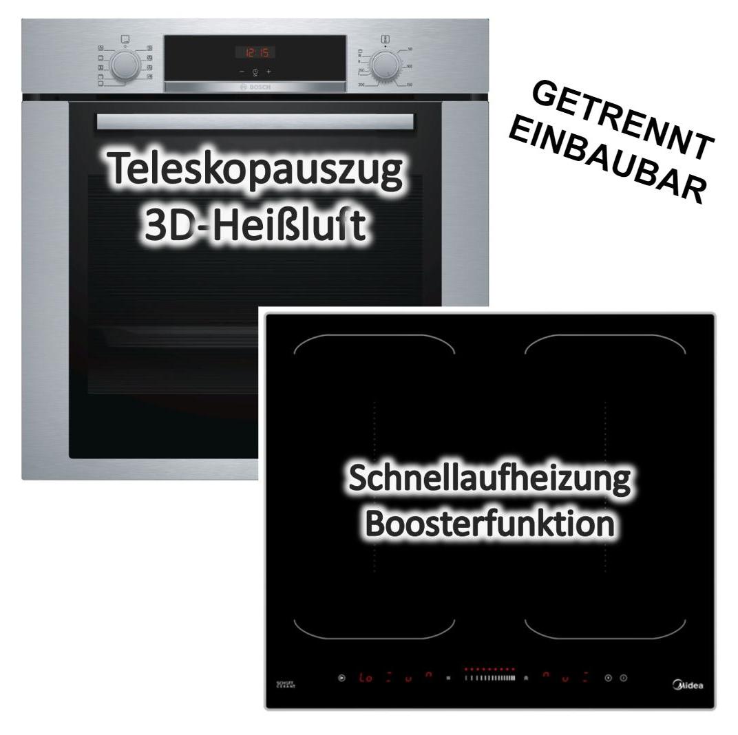 Herdset BOSCH Einbau-Backofen mit Induktionskochfeld Booster - autark, 60 cm