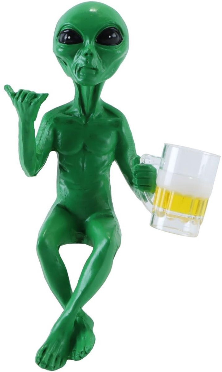 Merkloos Beeldhouwwerk van een Drinkende Alien voor Bureaudecoratie