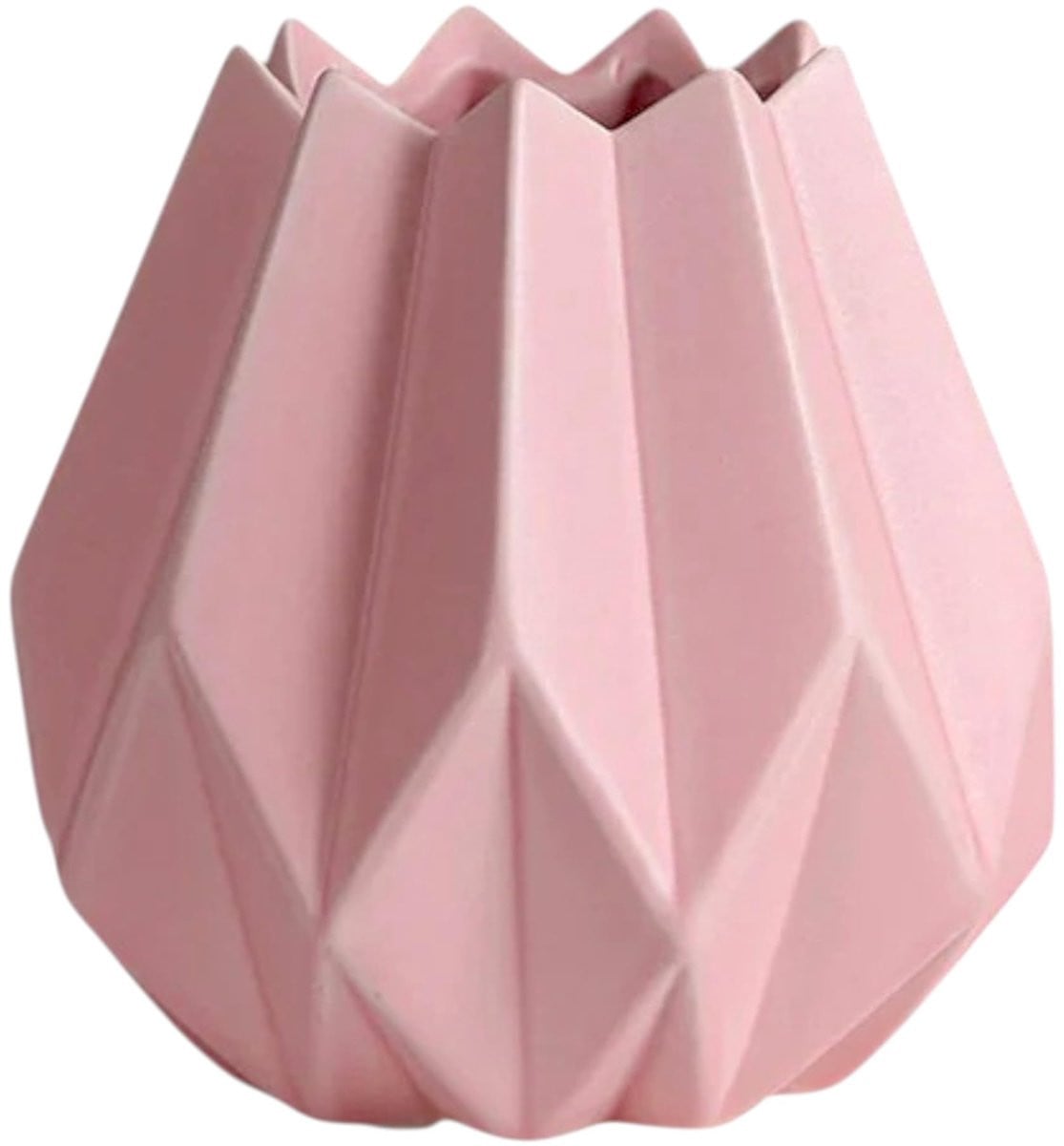 Pastel Tafelvaas Origami Design Keramiek - Hoogte: 14 cm