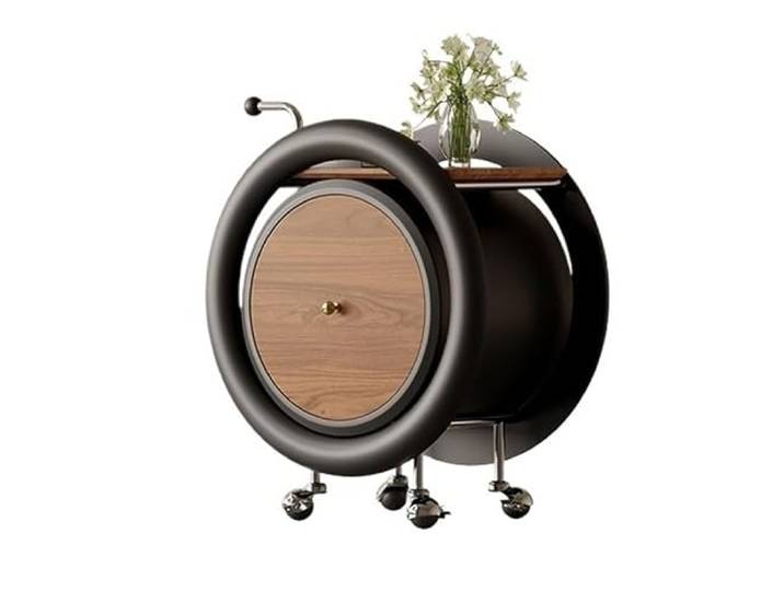 YCCHAH Sofatisch Runder kreativer Wohnzimmerwagen, beweglicher Sofa-Beistelltisch mit Rädern Wohnzimmer-Beistelltisch