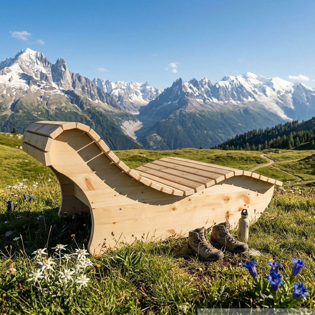 Holzliege Wellenliege Waldsofa Relaxliege "Heiner" Gartenliege 100cm Zirbe