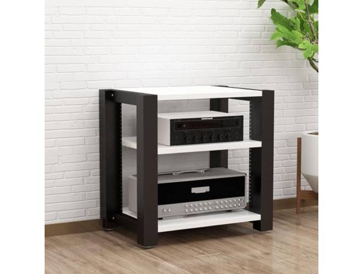 Hifi Rack Stereo-Rack Audio-Rack aus Massivholz und Metall, offenes Gestell 2/3/4/5-stufig mit absorbierenden Füßen, geeignet für Wohnzimmer, Spielzimmer und Schlafzimmer(D,23.6*20*23.6IN)