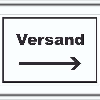 HB-Druck Versand Schild mit Text und Richtungspfeil rechts Lieferung shipping waagerecht A1 (594x841mm)