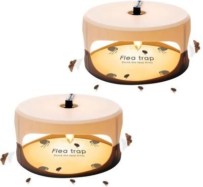 Inspired Deals 2PCS Flea Trap Indoor Pet Safe Sticky Light Trap For Cats, Dogs & Home Pest Control us Plug