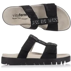 VITAFORM Damen- Pantolette Velourleder Strasssteine Sohle Lara