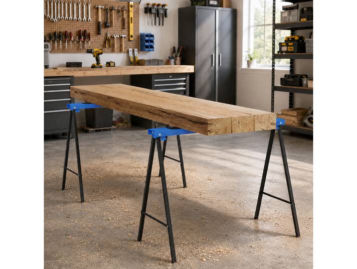 DURHAND Chevalets Métal Bleu 2pcs Support 250kg Atelier