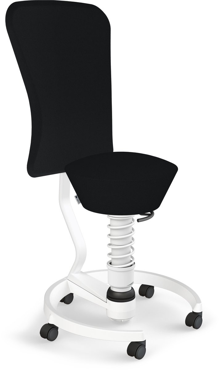 Aeris Swopper actieve bureaustool met rugleuning en harde wielen, Cura black