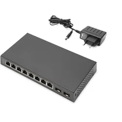 Digitus 8-Port Gigabit + 2 Gigabit SFP Ports (8 Ports), Netzwerk Switch, Schwarz