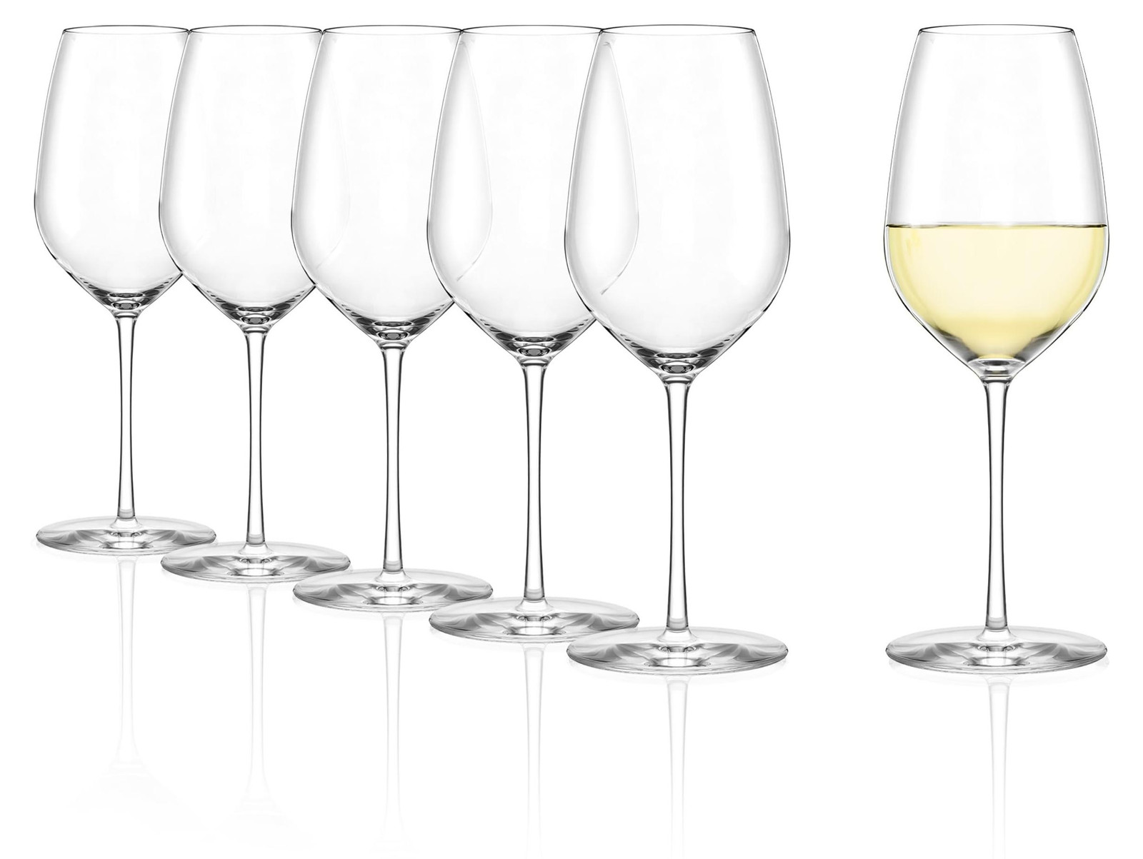 Dripio Set van 6 witte wijnglazen van kristalglas, 451 ml