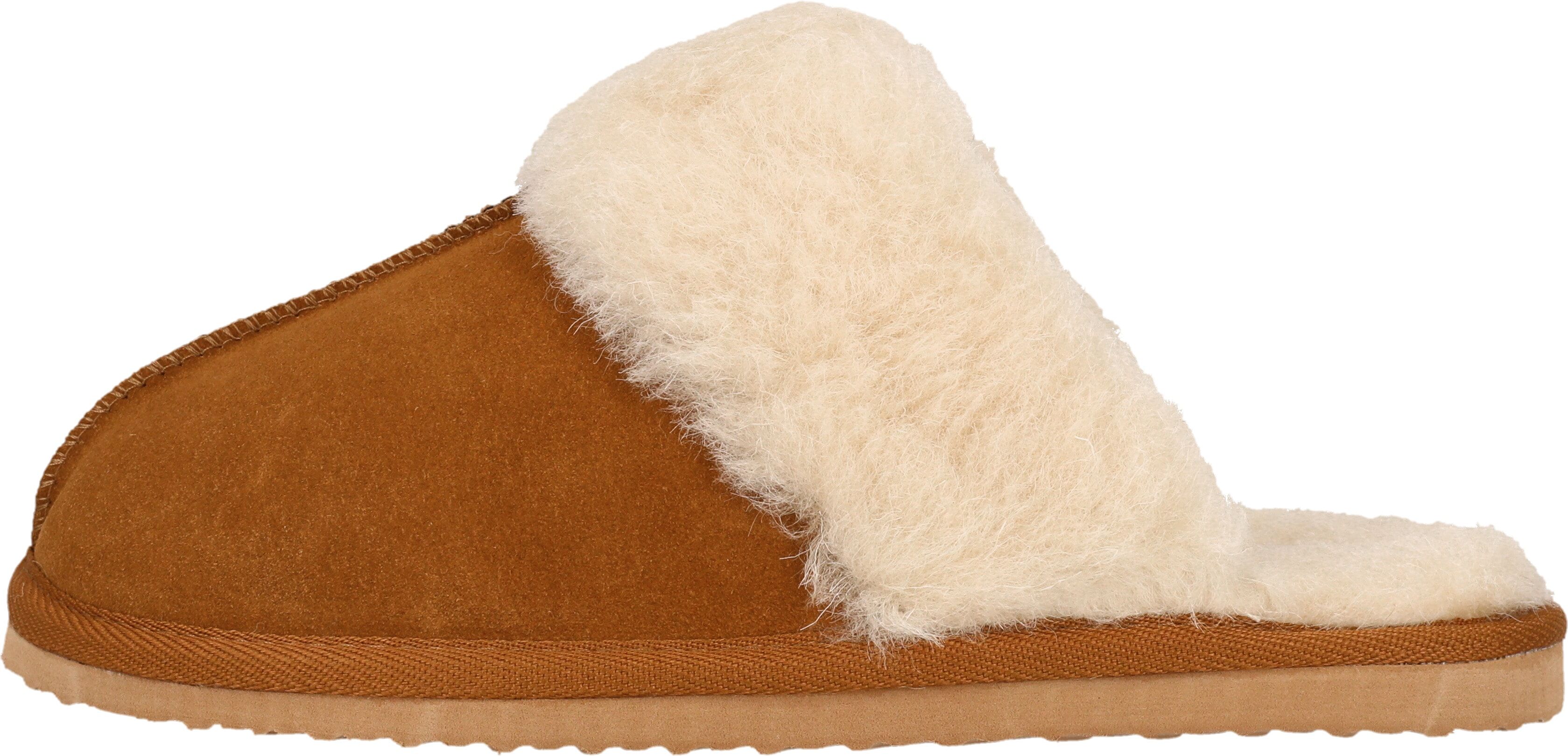 Hausschuh WHISTLER "Carini W Leather Warm Slipper", Damen, Gr. 40, otter, Leder, Schuhe Hausschuh, Pantoffel,Clog,Mule,Flats mit Fellkragen otter 40