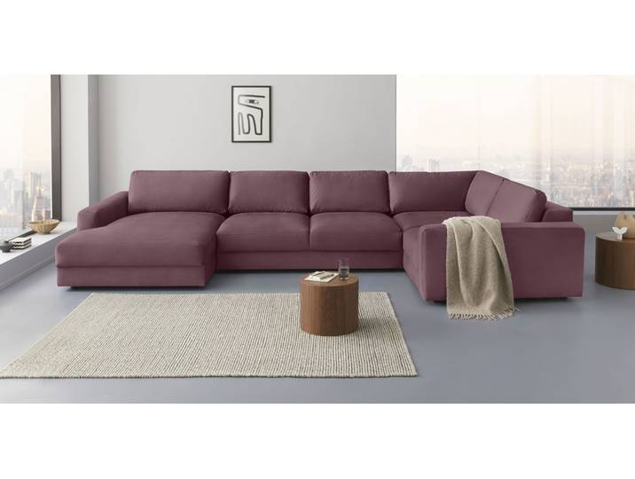 Wohnlandschaft HOME AFFAIRE Bloomfield, Mega Polsterecke, Breite 390cm, viel Platz, U-Form , rosa (altrosa), B:390cm H:84cm T:209cm, 100% Polyester, Sofas, Wohnlandschaft, In verschiedenen Grössen bestellbar