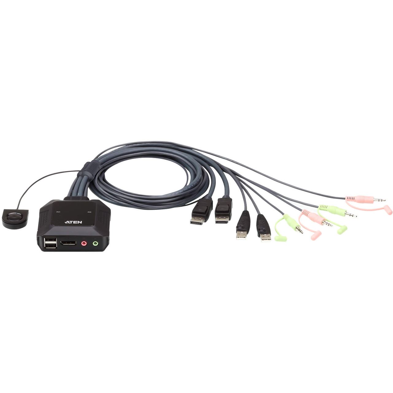 ATEN Technology CS22DP 2-Port USB DisplayPort Kabel KVM-Switch mit Remote