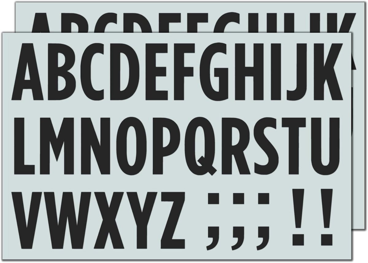30 vellen Grote Plakletters Alfabet Stickers Zwart Waterdicht Vinyl voor Decoratie en Organisatie