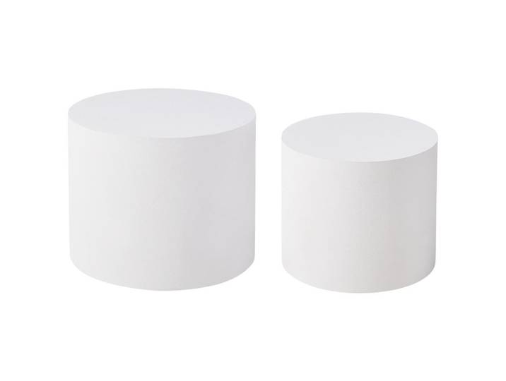 Beliani Couchtisch 2er Set Weiß Manti, Rund, 48x38x48 cm, Wohnzimmer, Wohnzimmertische, Couchtische