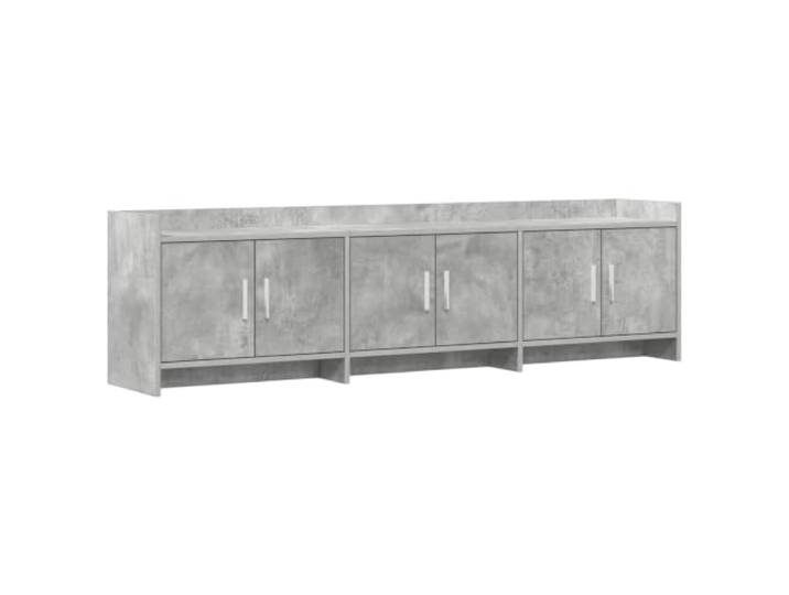 Foknhdi TV-Lowboard Betongrau 168x33x47 cm Holzwerkstoff 6 Türen Großzügiges Phonomöbel für Wohnzimmer und Schlafzimmer mit Metallgriffen und glatter Oberfläche für einfache Pflege.