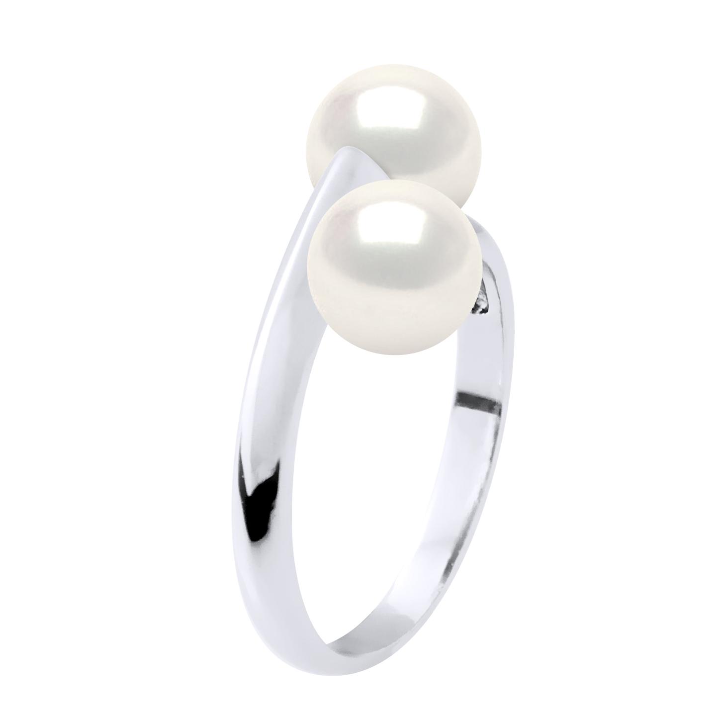 Ring You & Me – 2 echte Süßwasser-Zuchtperlen rund 6–7 mm – Qualität AAA