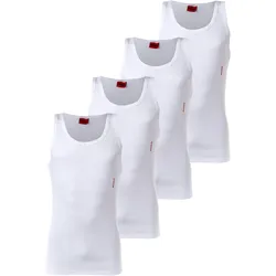 HUGO Herren Unterhemd, 4er Pack - Tank Top, Doppelripp, Cotton Stretch Weiß / L