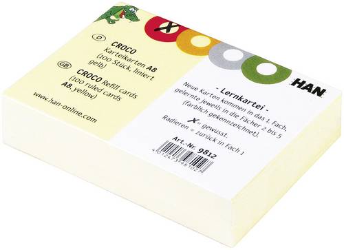 HAN Karteikarte 9812 DIN A8 quer Gelb 100St.