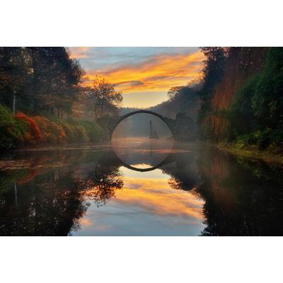 Fototapete PAPERMOON "Photo-Art KRZYSZTOF BROWKO, HERBSTGARTEN", bunt, B:4,5m L:2,8m, Vlies, Tapeten