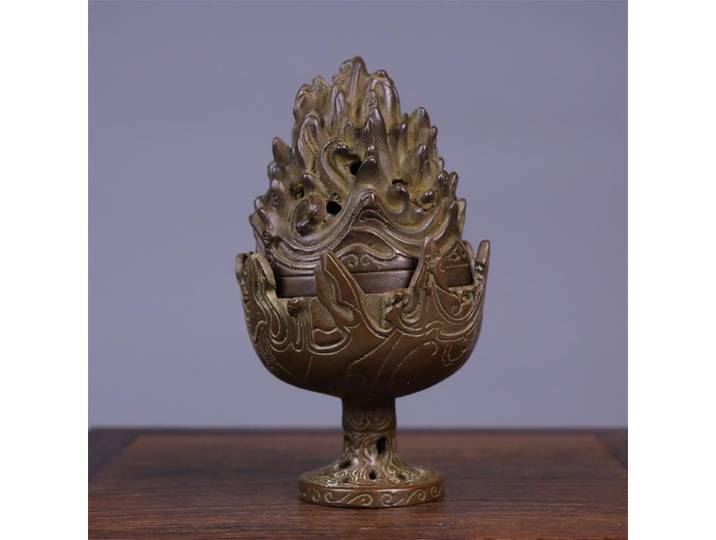 Brûleur d'encens en cuivre pur Boshan, style rétro chinois, décoration de bureau à domicile, cadeau d'aromathérapie au bois de santal