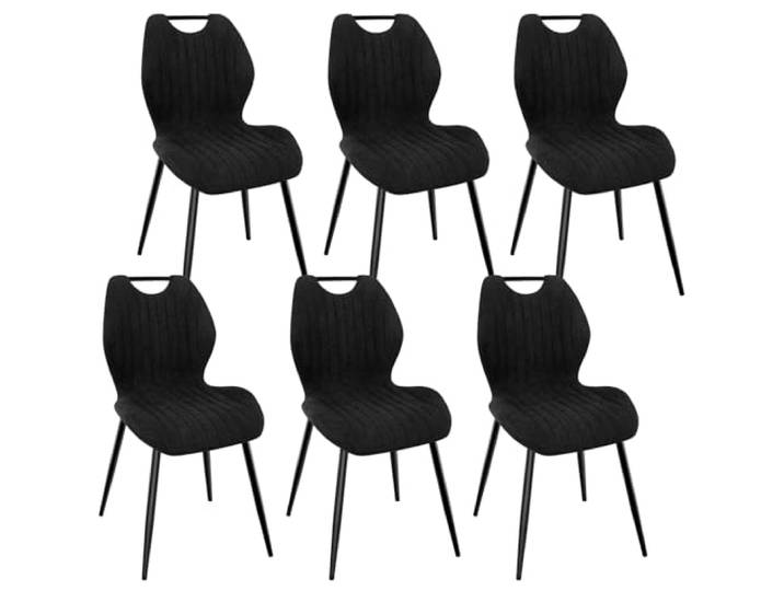 WAFTING Esszimmerstühle 6er Set, Gepolsterter Stuhl aus Stoff, Schwarz Hohe Rückenlehne, Schwarz Lackierte Metallfüße, für Esszimmer, Schlafzimmer und Empfang