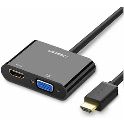 Ugreen HDMI auf HDMI / VGA Adapter mit Audio (VGA), Video Adapter, Schwarz