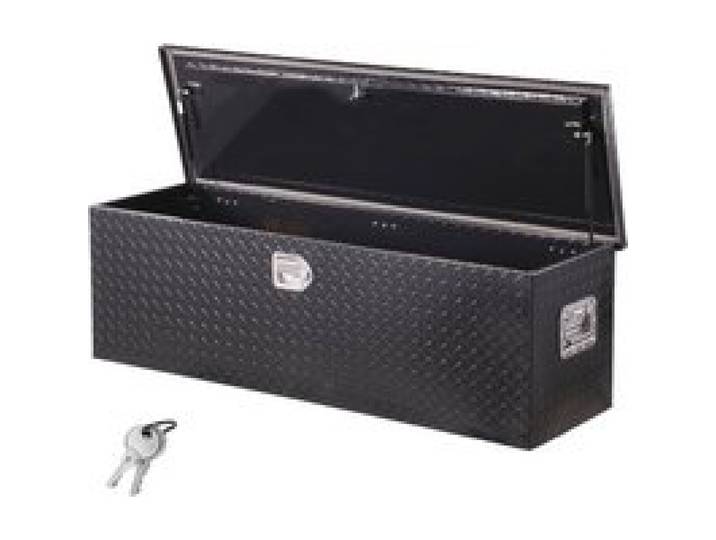 VEVOR Werkzeugkasten aus Aluminium für die Ladefläche mit seitlichem Griff und Schlossschlüsseln, Aufbewahrungs-Werkzeugkiste für Anhänger Pickup Wohnmobil (1244.6x381x381 mm) Schwarz