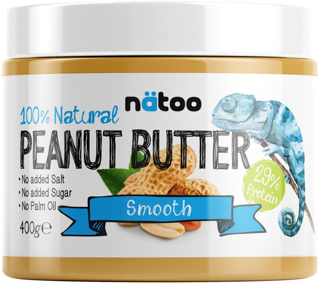 NATOO 100% Natural Peanut Butter Smooth 400 Grammi 