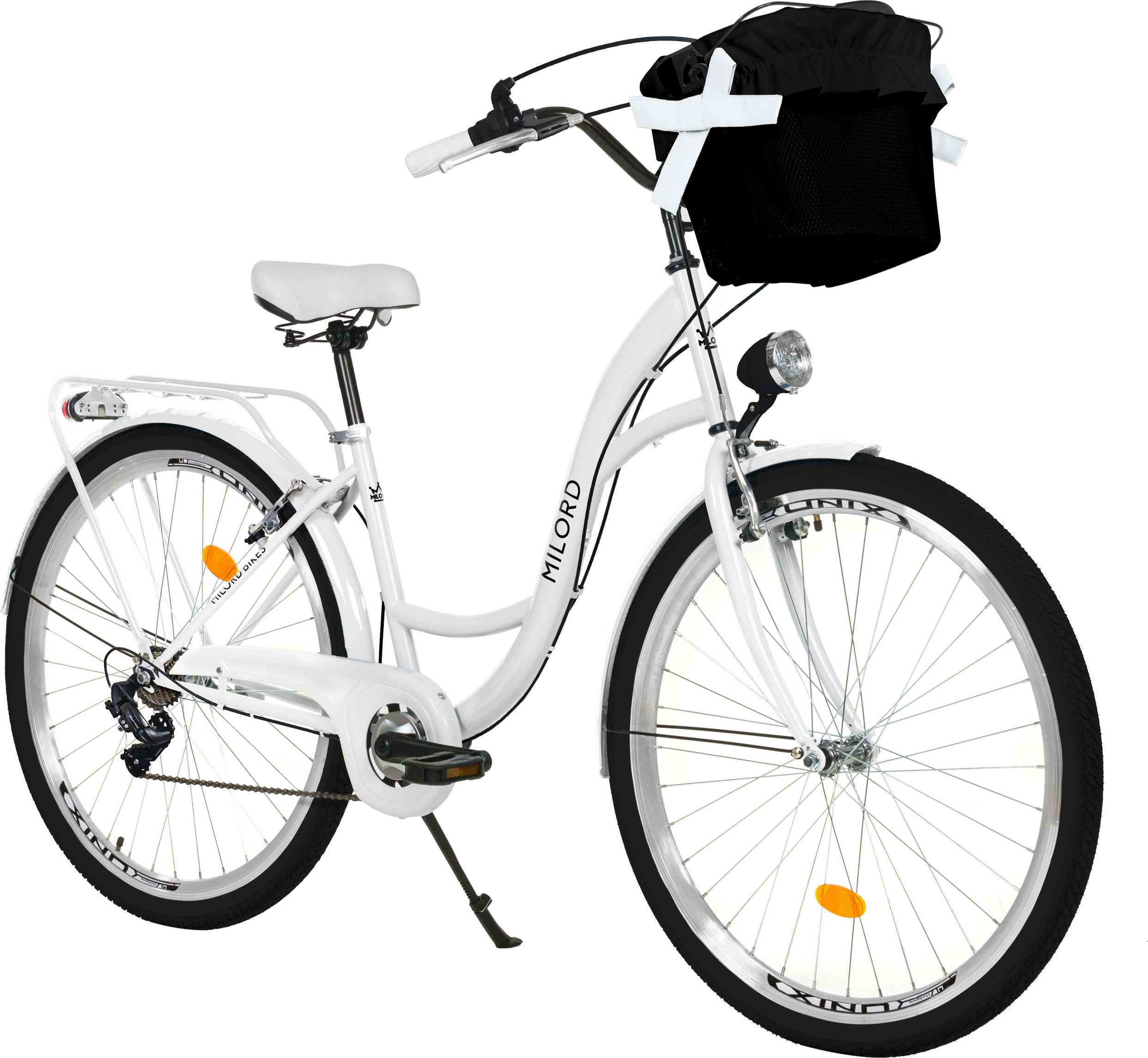 Milord Komfort Fahrrad Mit Korb Damenfahrrad, 28 Zoll, Weiss, 7 Gang Shimano