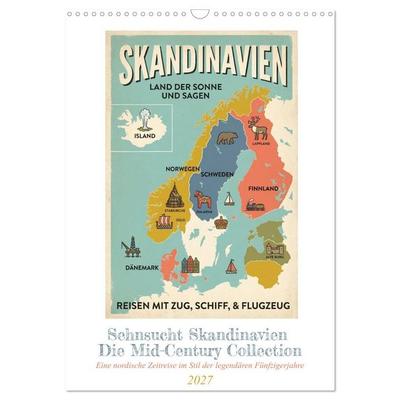 Sehnsucht Skandinavien – Die Mid-Century Collection (Wandkalender 2027 DIN A3 hoch), CALVENDO Monatskalender