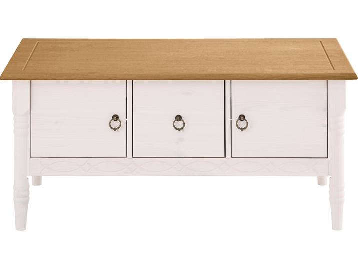 Couchtisch OTTO HOME Indra , gelb (weiß, honig), B:100cm H:45cm T:60cm, Tische, Couchtisch, aus massiver Kiefer, FSC, mit Stauraum, dezentes Ornament