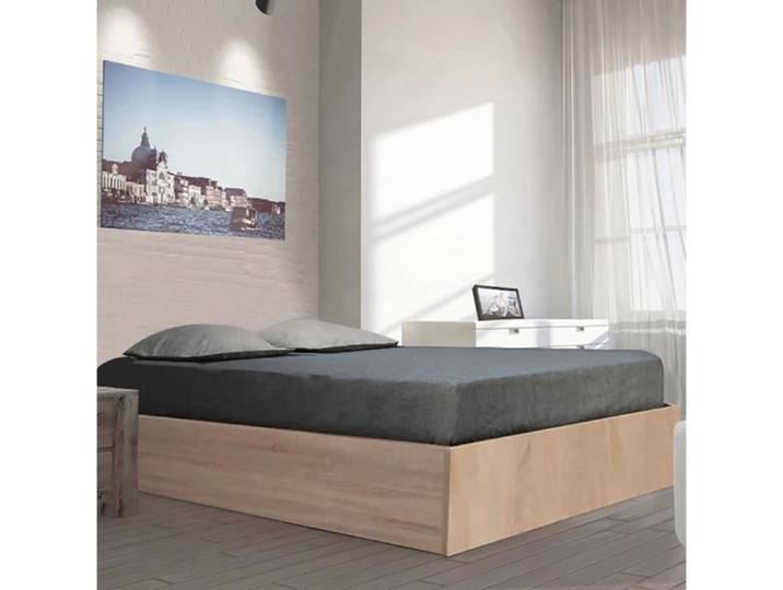 Lit coffre BILBAO 180x200 cm + sommier / Décor chêne blanchi
