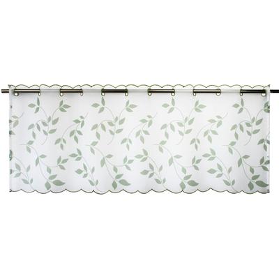 Scheibengardine DELINDO LIFESTYLE "Blätter" Gr. 2, weiß, B:115cm H:45cm, Voile, Polyester, Gardinen, mit Stangendurchzug für die Küche