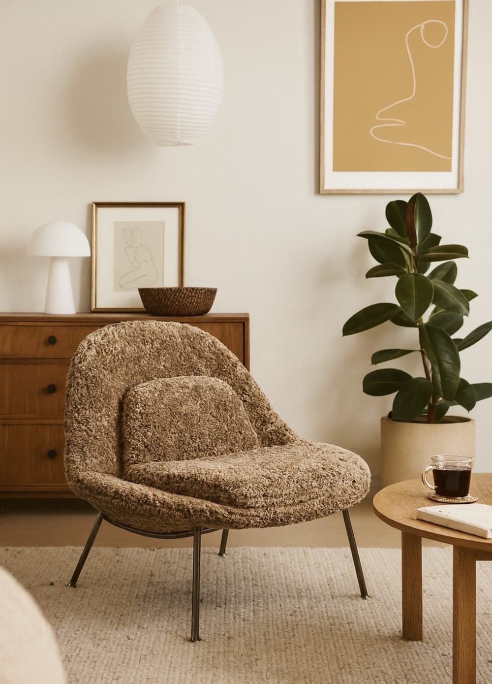 Mathi Design Fauteuil en fourrure synthétique marron Marron 83x63x83cm