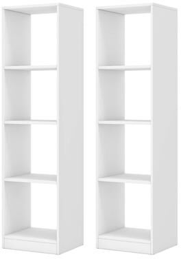 1/2 PCS 4 Cube Bookshelf Freestanding 4-Tier Open Shelf Tall Bookcase