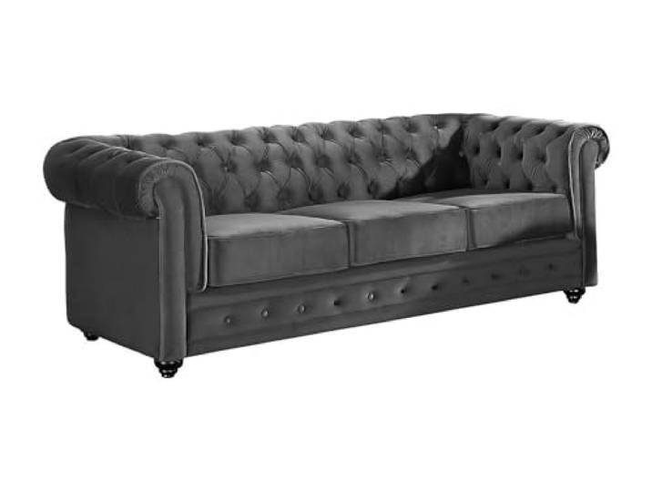 Vente-unique-Sofa 3-Sitzer - Samt - Anthrazit - Chesterfield