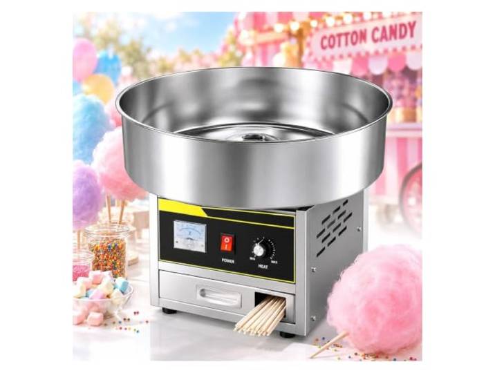 Zuckerwattemaschine Aus Edelstahl Mit Zuckerlöffel, Schaber, Reinigungsbürste Und Bambusstäbchen, For Verschiedene Geschmacksrichtungen